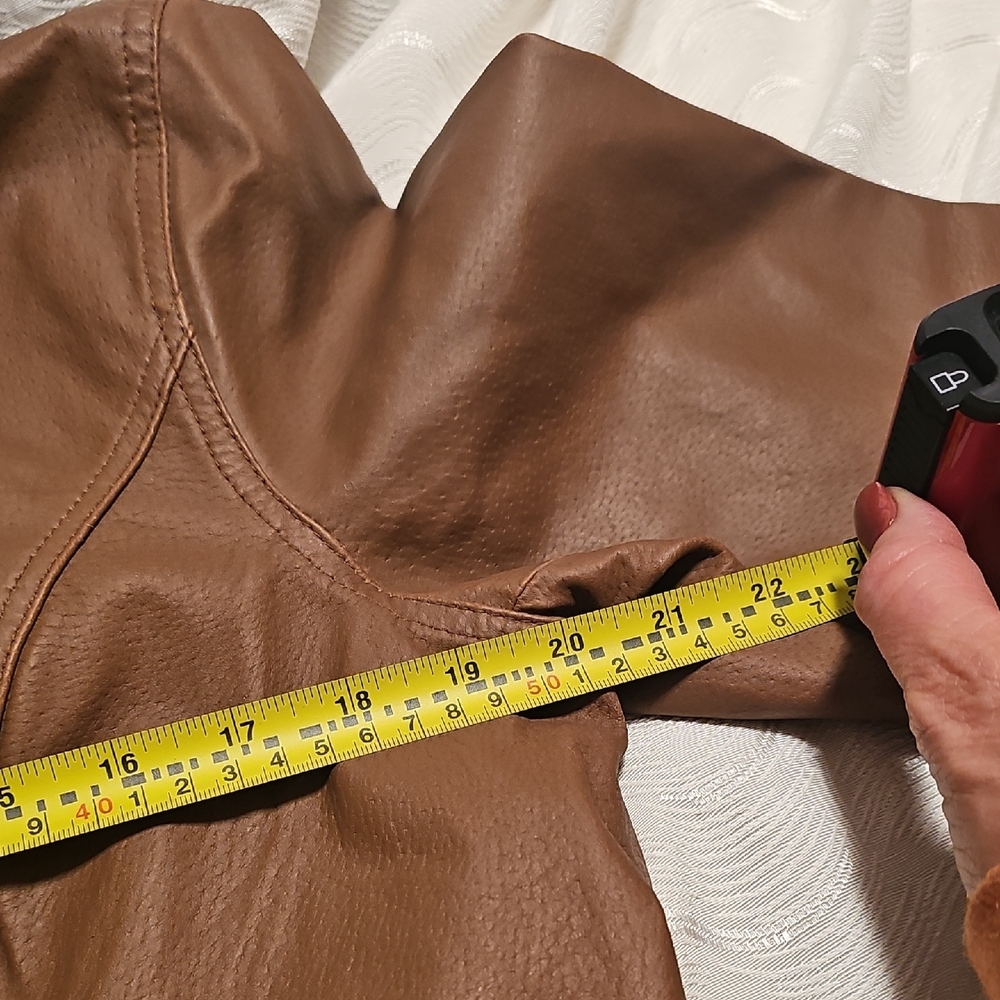 Coldwater Creek Tan Leather Jacket Womans Large - Picture 9 of 15
